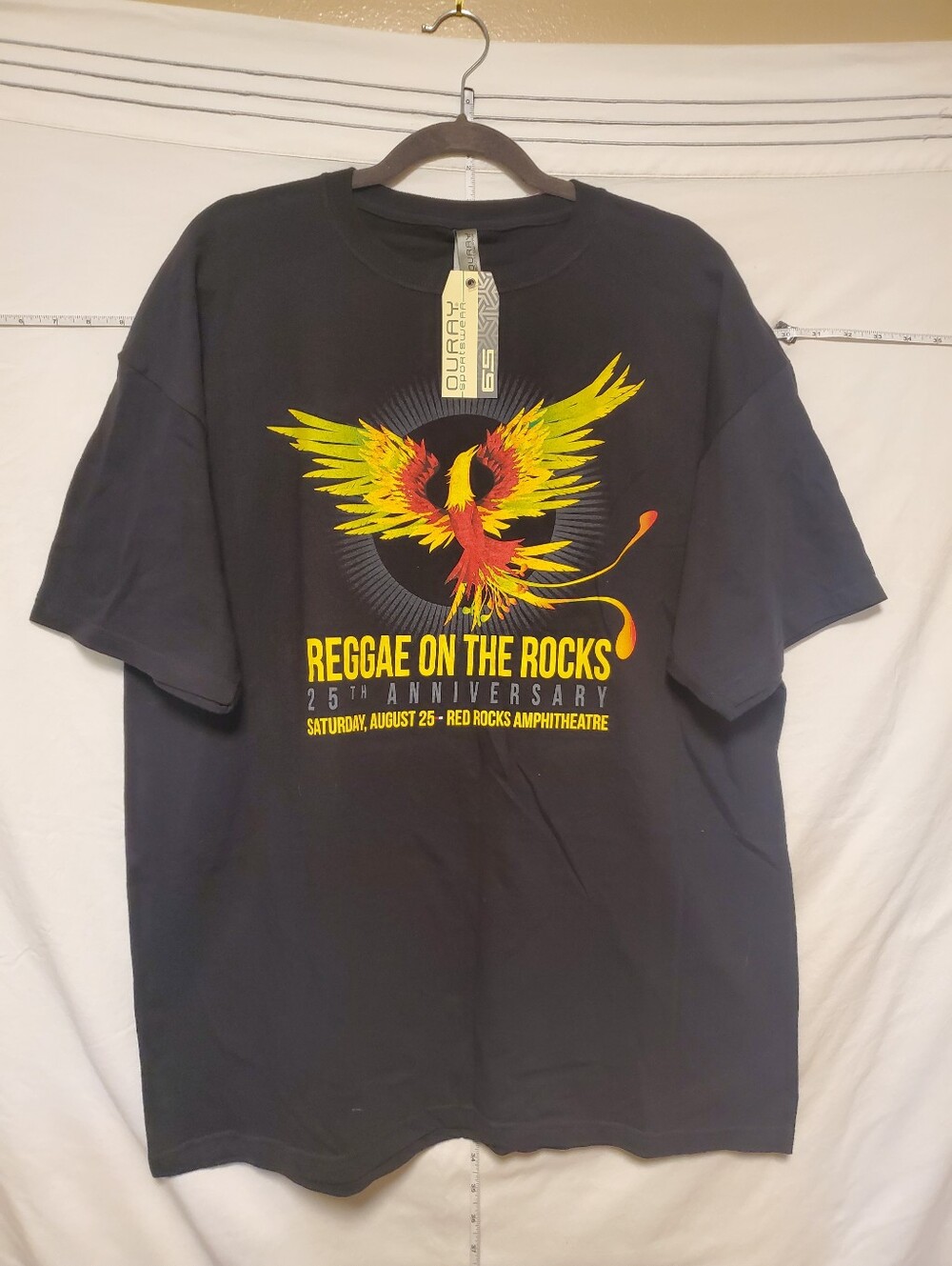 Oura Black T-Shirt with Yellow and Red Phoenix Graphic